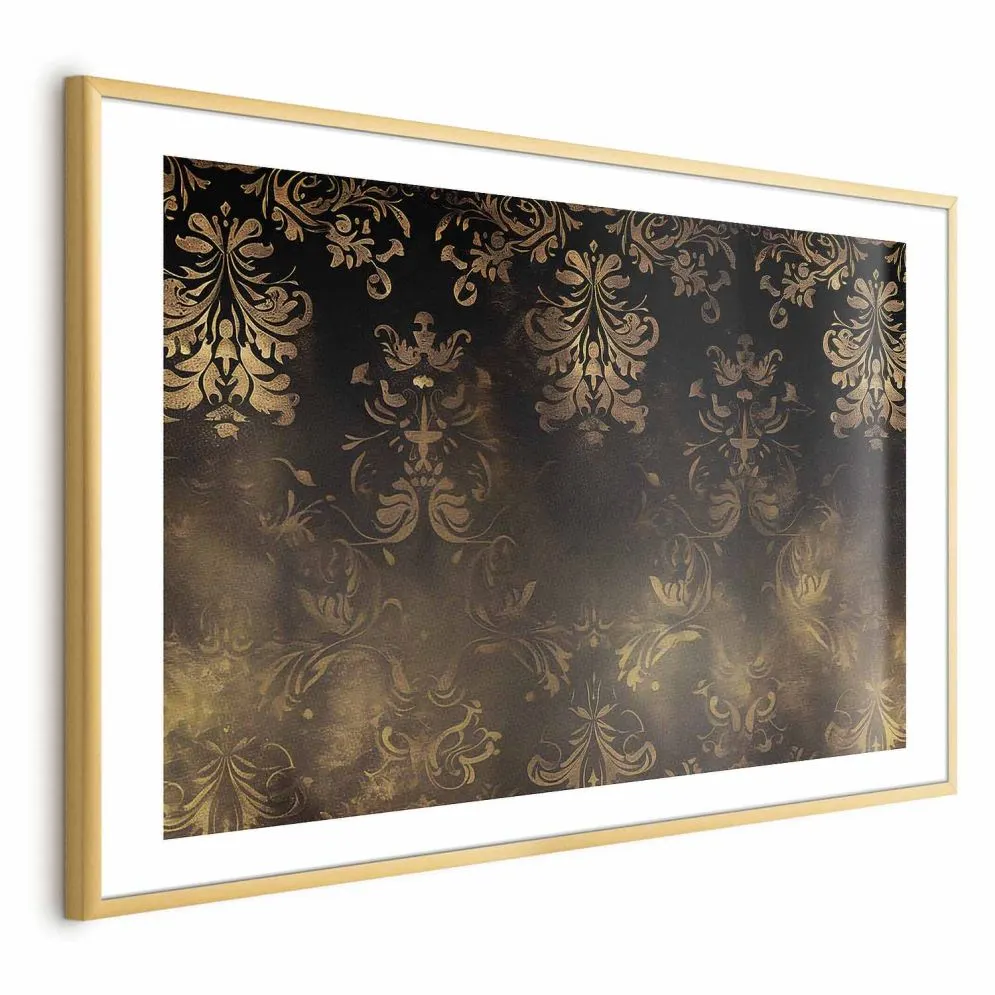 Plakat Barokowe wzory 60x40 cm z ramą złotą z marginesem | MIRAT.
