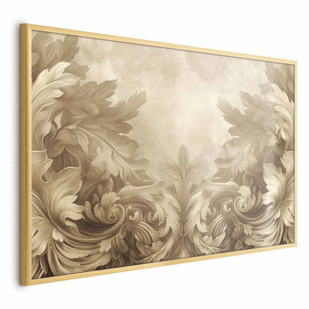 Plakat Rzeźbione ornamenty 42x29,7 cm z ramą złotą bez marginesu | MIRAT.