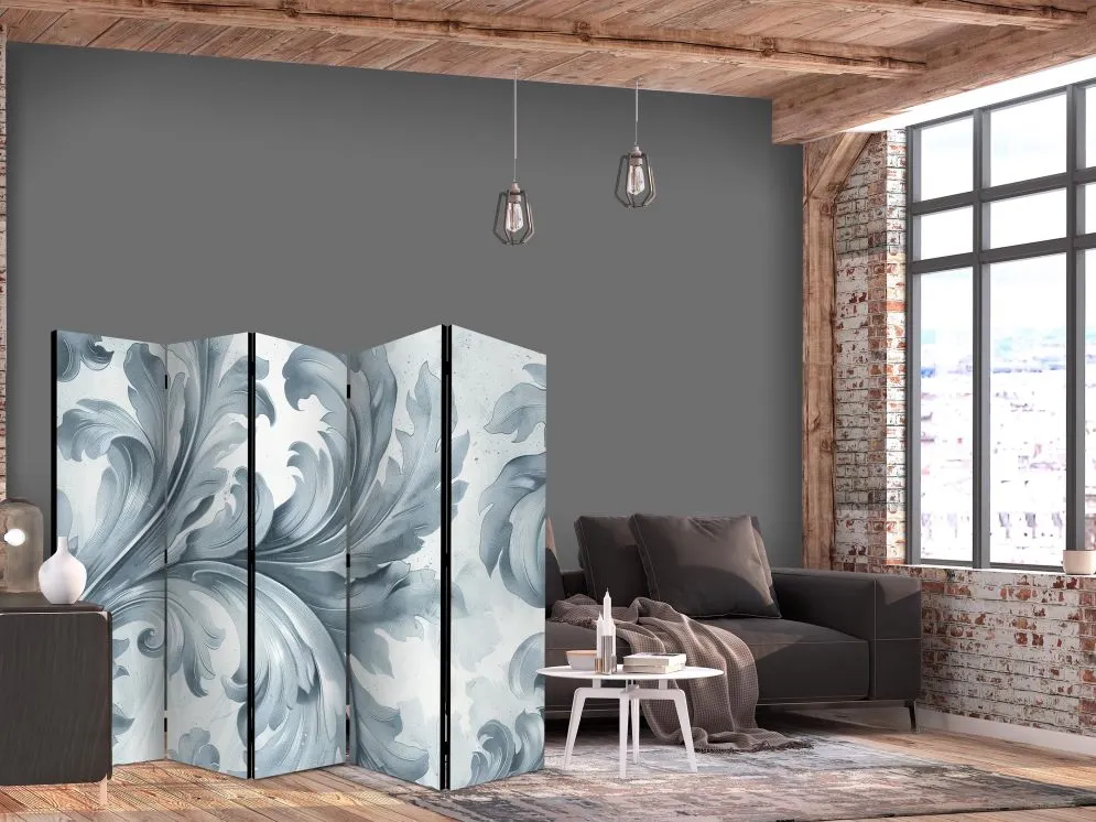 Parawan jednostronny Kwiaty 225x172 cm 5-częściowy czarny | MIRAT.