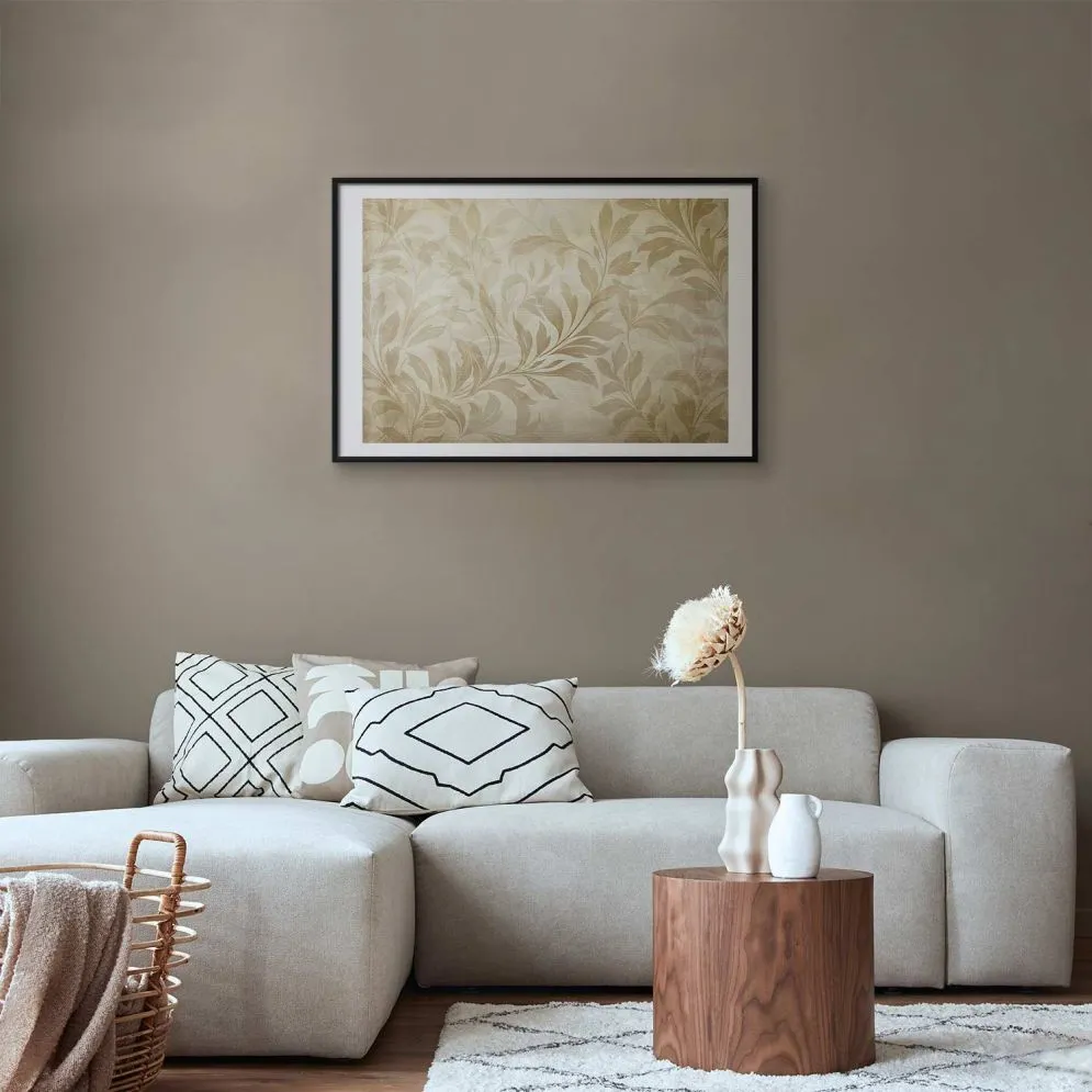Plakat Piaskowe listki 60x40 cm z ramą czarną z marginesem | MIRAT.