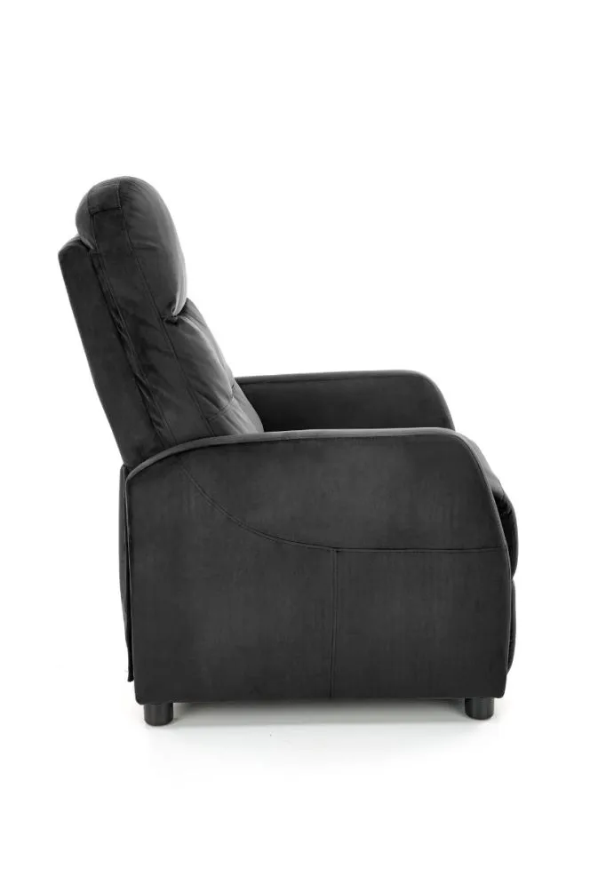 Fotel FELIPE 2 VELVET czarny z funkcją relaks | MIRAT. styl LOFT