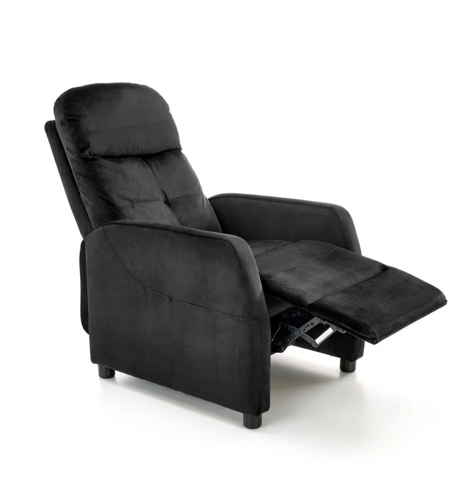 Fotel FELIPE 2 VELVET czarny z funkcją relaks | MIRAT. styl LOFT