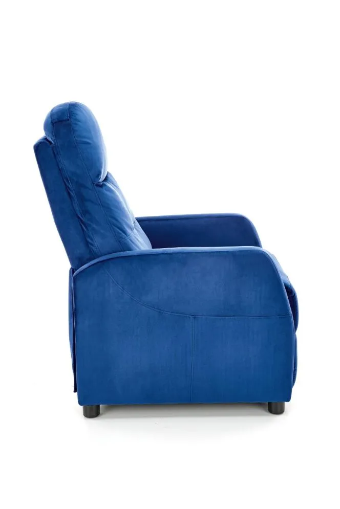 Fotel do salonu FELIPE 2 VELVET granatowy z funkcją relaks | MIRAT. styl LOFT