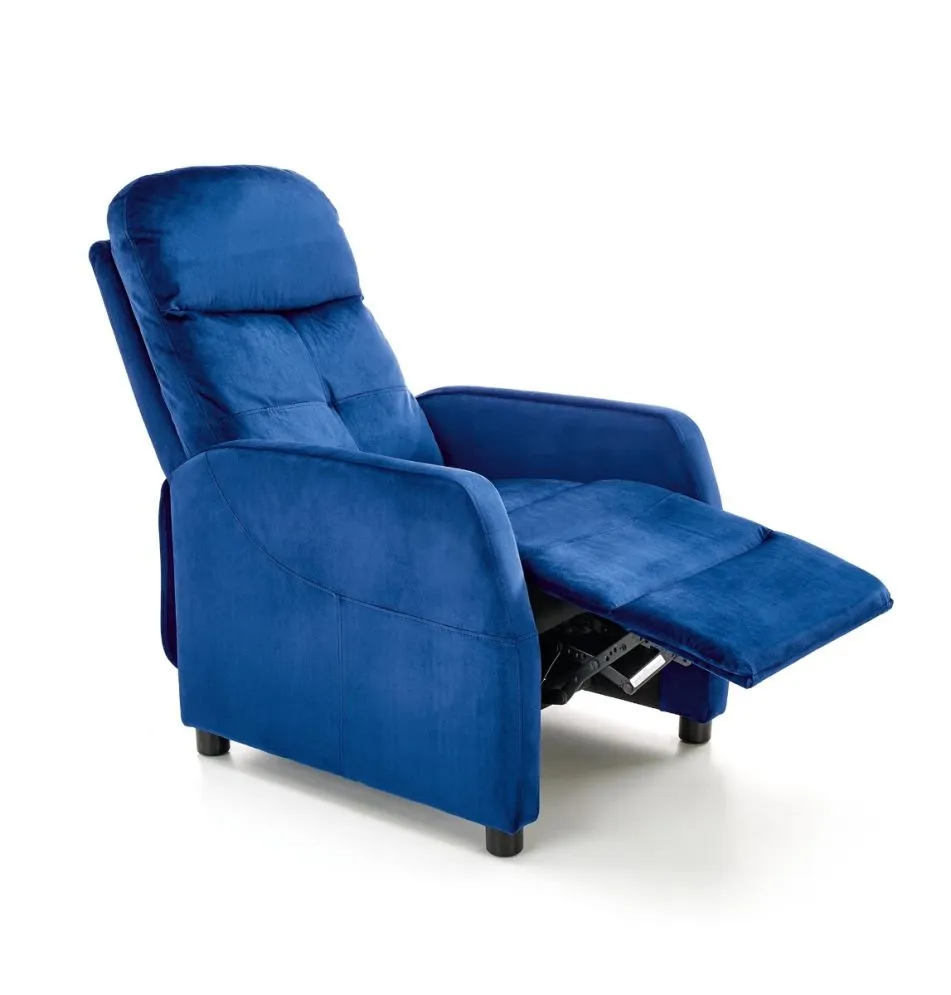 Fotel do salonu FELIPE 2 VELVET granatowy z funkcją relaks | MIRAT. styl LOFT