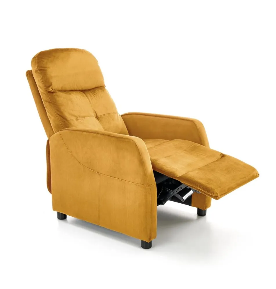 Fotel wypoczynkowy FELIPE 2 VELVET musztardowy rozkładany | MIRAT. styl LOFT