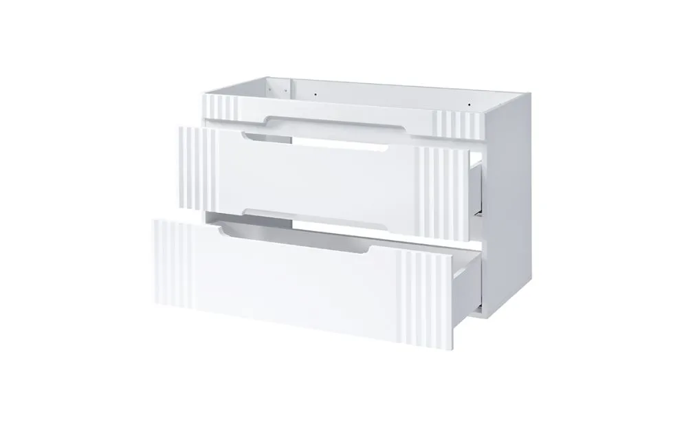 Szafka pod umywalkę FIJI WHITE 82 100cm biała wisząca I sklep meblowy MIRAT. styl RYFLOWANY, SKANDYNAWSKI