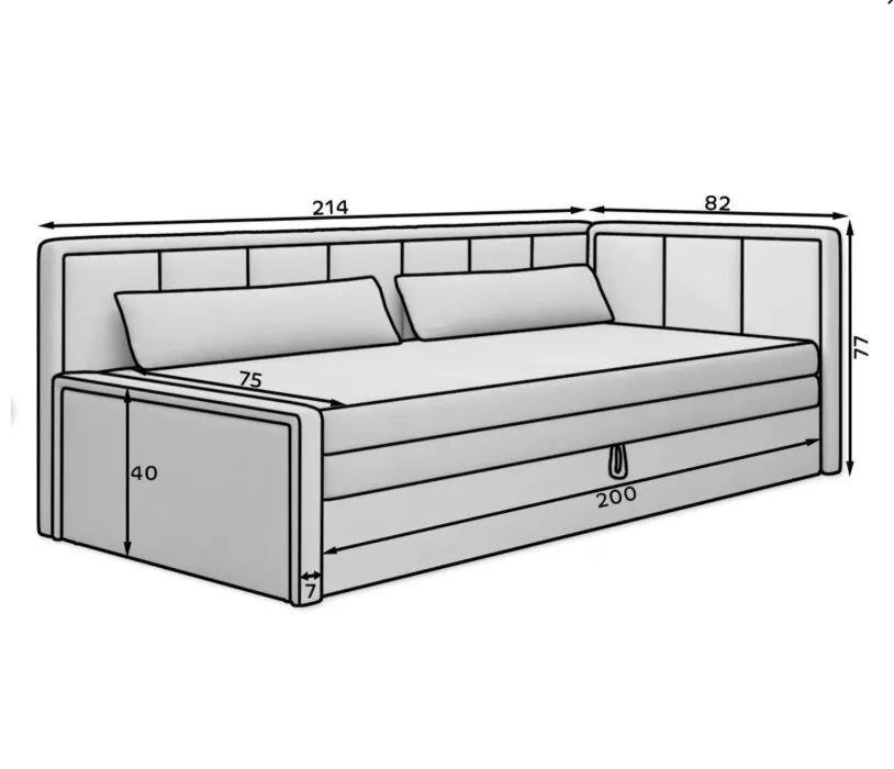 Elegancka sofa rozkładana z funkcją spania FULGEO czarna/szara prawa I sklep meblowy MIRAT.