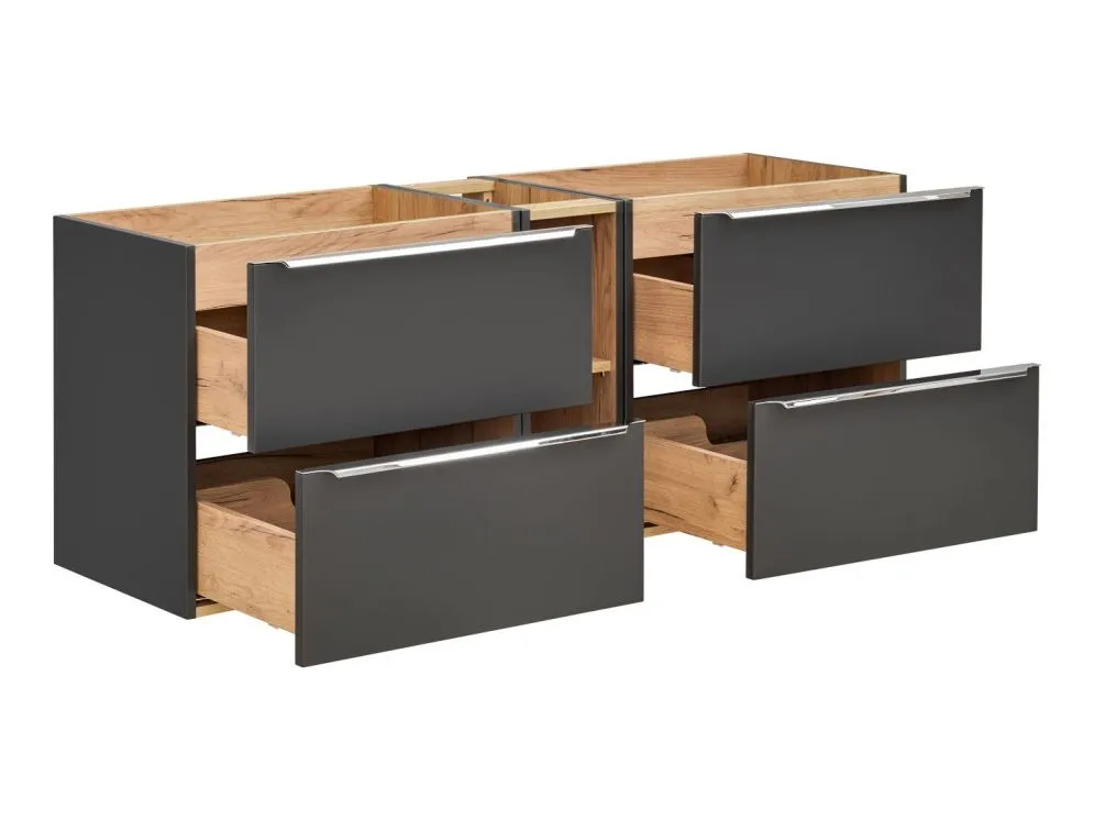 Szafka pod umywalkę CAPRI 120 cm czarna mat wisząca | MIRAT. w stylu kolekcja CAPRI
