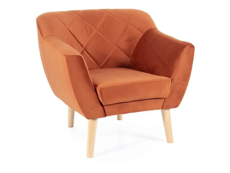 Fotel do salonu KARO 1 Velvet Cynamonowy / Buk | MIRAT
