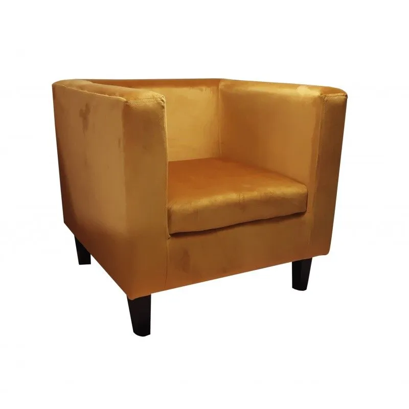 Fotel GRON VELVET musztardowy/curry tapicerowany do salonu | MIRAT. w stylu kolekcja
