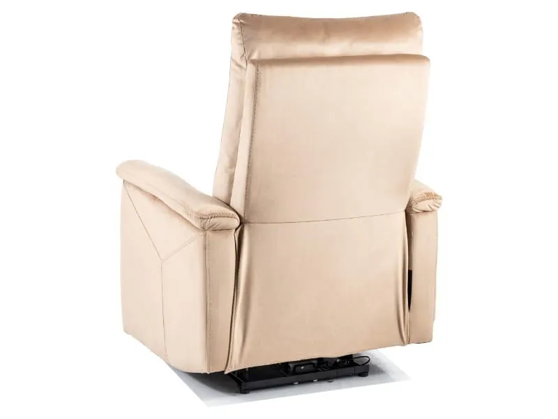 Beżowy fotel relaksacyjny z USB Neptun Velvet | MIRAT