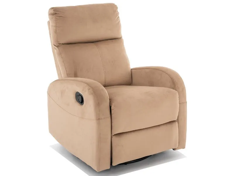 Aksamitny fotel 3w1 obrotowy bujany i rozkładany Olimp Velvet beżowy | MIRAT