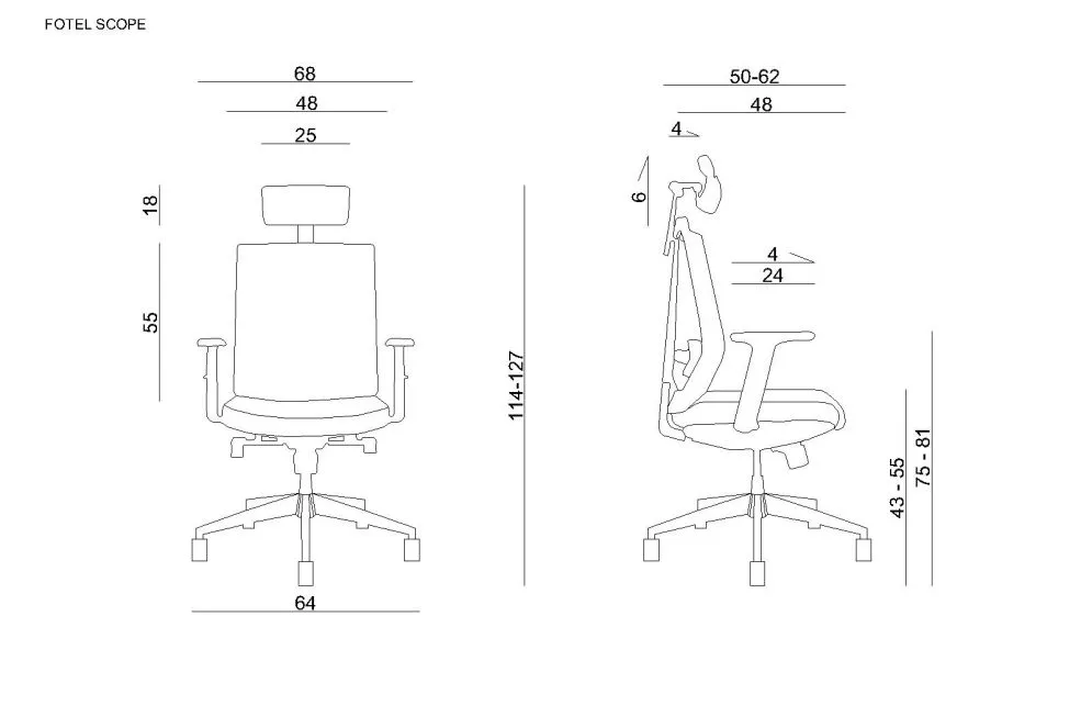 Fotel biurowy SCOPE czarny z podłokietnikami 3D | MIRAT. w stylu kolekcja