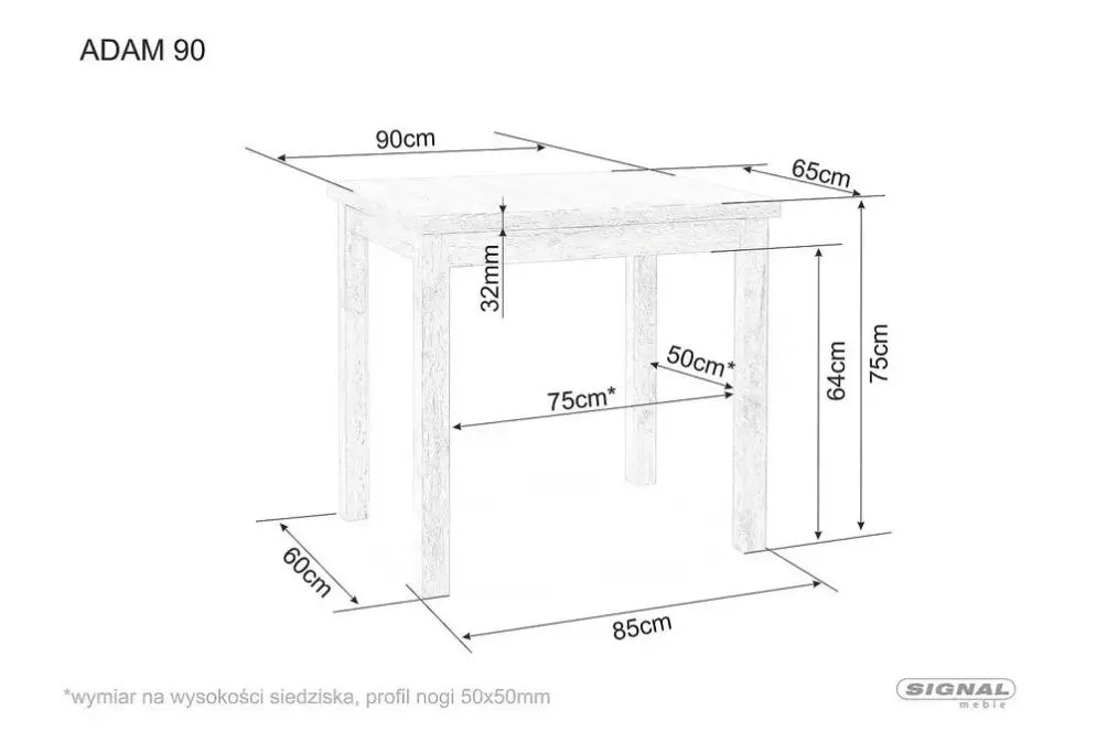 Stół kuchenny ADAM 90x65 Kaszmir / Dąb Cremona Torro | MIRAT