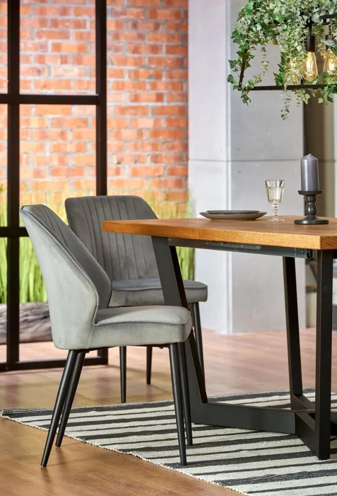 Krzesło tapicerowane K432 VELVET szare welurowe | MIRAT. styl GLAMOUR, LOFT
