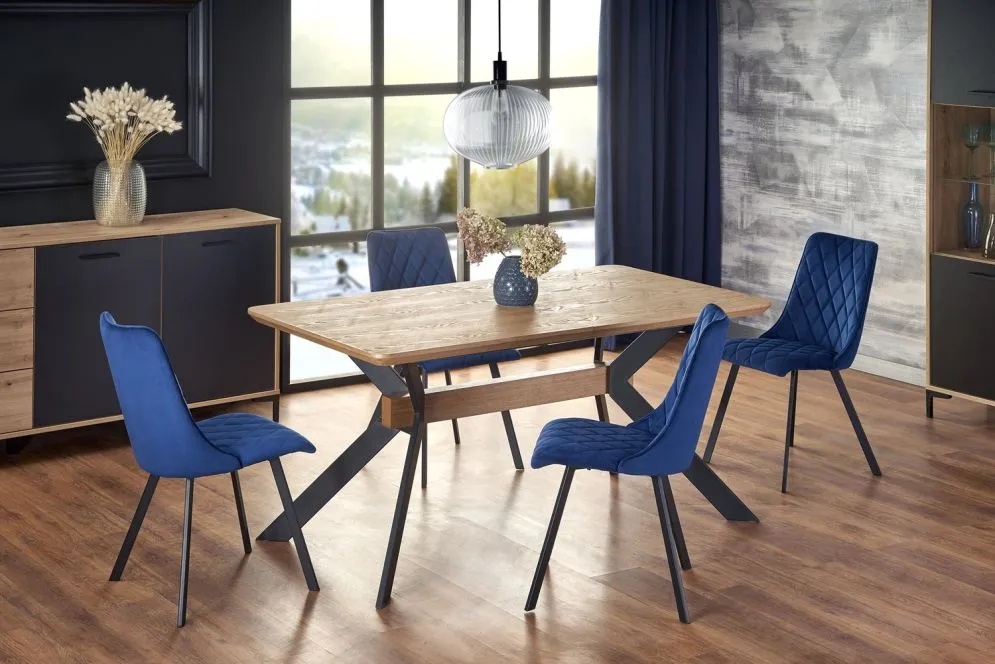 Krzesło tapicerowane K450 VELVET granatowe tapicerowane do salonu | MIRAT. styl GLAMOUR, LOFT