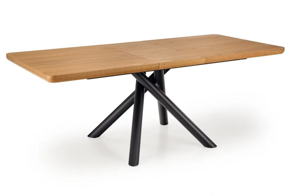 Stół DERRICK 160(200)x90 dąb/czarny rozkładany w stylu loft | MIRAT. styl LOFT