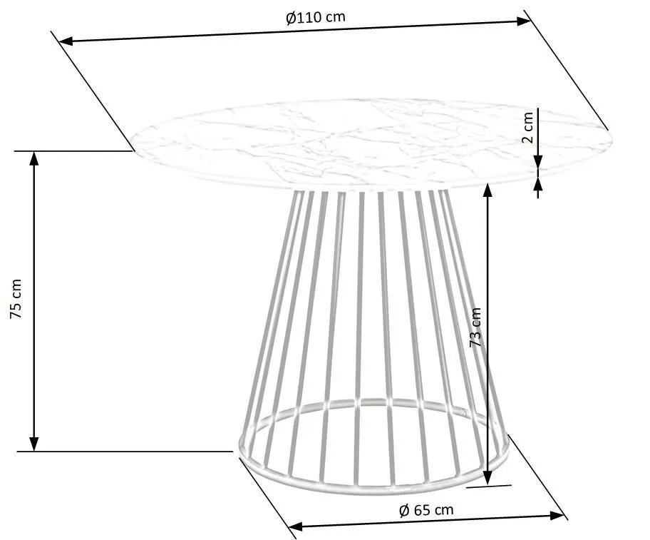Stół okrągły BRODWAY 110x110 biały marmur/czarny designerski I sklep meblowy MIRAT. styl LOFT