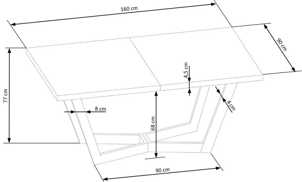 Prostokątny stół rozkładany MASSIVE 2 160(250)x90 dąb naturalny/czarny I sklep meblowy MIRAT. styl LOFT