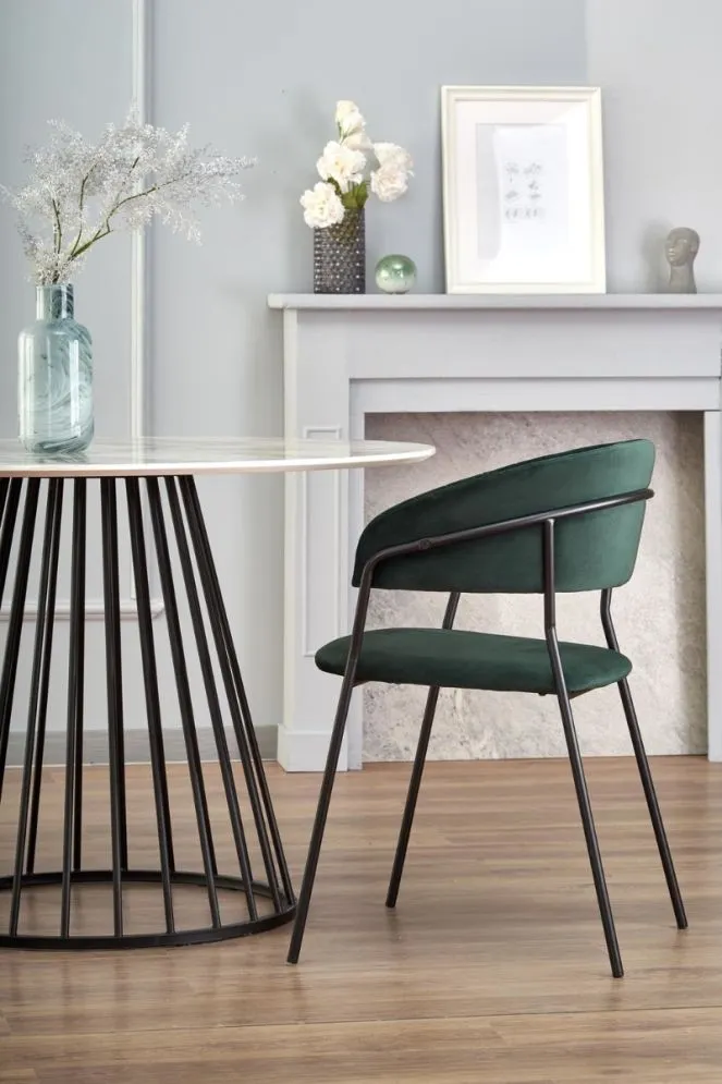 Stół okrągły BRODWAY 110x110 biały marmur/czarny designerski I sklep meblowy MIRAT. styl LOFT