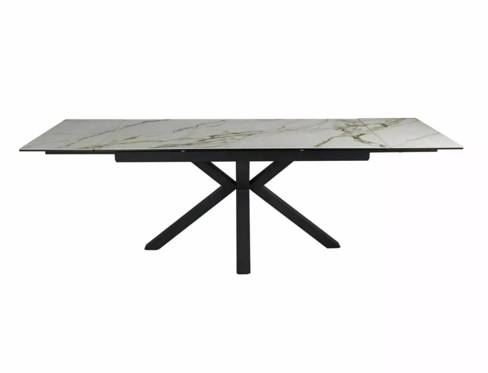 Stół rozkładany COLUMBUS CERAMIC 160(240)x90 biały/czarny mat z blatem ceramicznym I sklep meblowy MIRAT. styl GLAMOUR