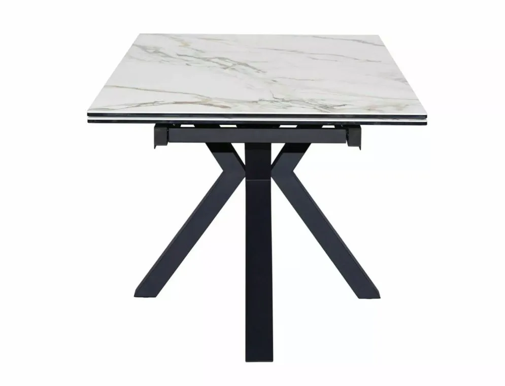 Stół rozkładany COLUMBUS CERAMIC 160(240)x90 biały/czarny mat z blatem ceramicznym I sklep meblowy MIRAT. styl GLAMOUR