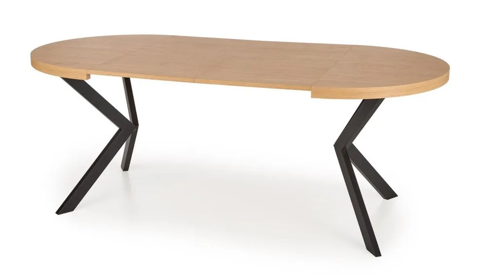 Stół okrągły rozkładany PERONI 100(250)x100 dąb/czarny do jadalni i salonu | MIRAT. styl LOFT