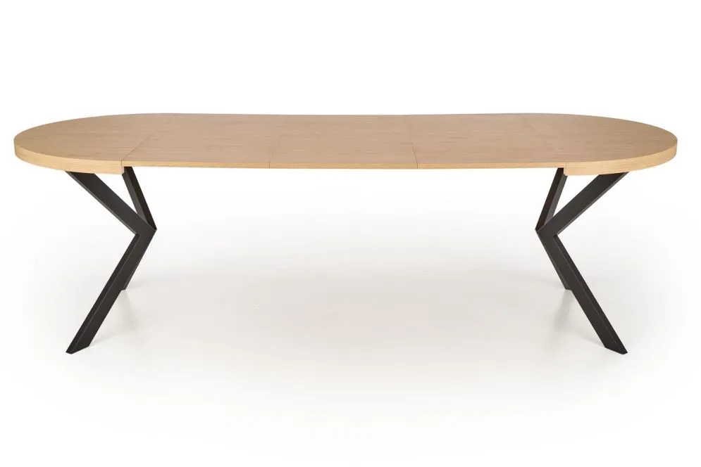Stół okrągły rozkładany PERONI 100(250)x100 dąb/czarny do jadalni i salonu | MIRAT. styl LOFT