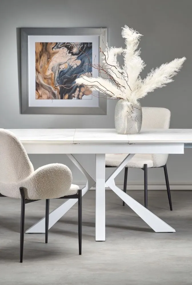 Krzesło tapicerowane K477 kremowe na metalowych nogach | MIRAT. styl LOFT
