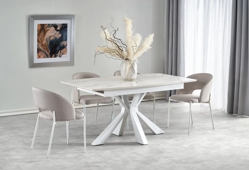 Stół rozkładany VIVALDI 160(200)x89 biały marmur w stylu glamour | MIRAT.