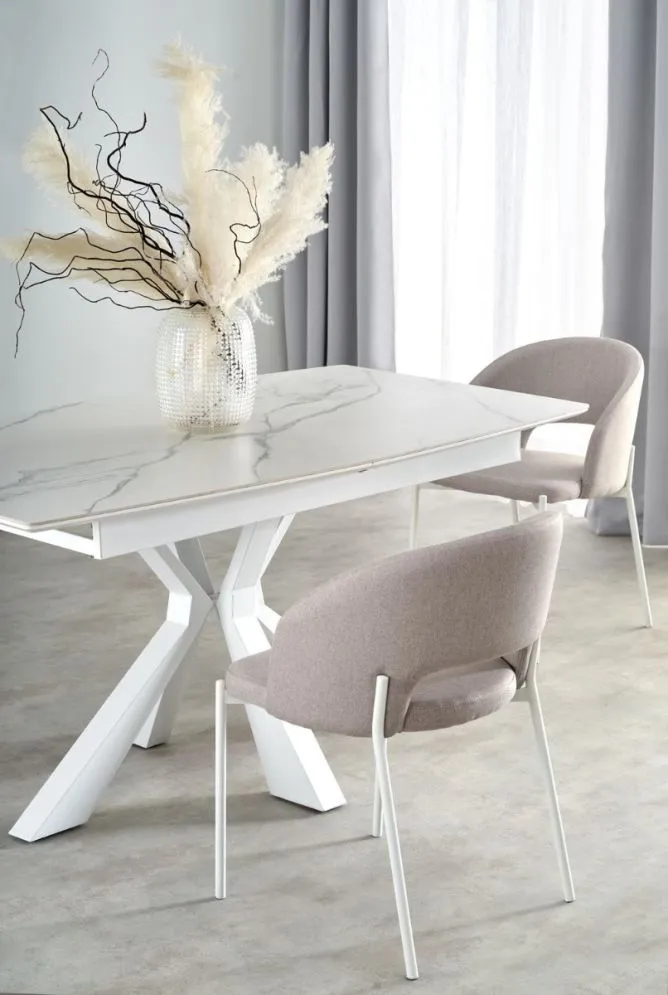 Stół rozkładany VIVALDI 160(200)x89 biały marmur w stylu glamour | MIRAT.