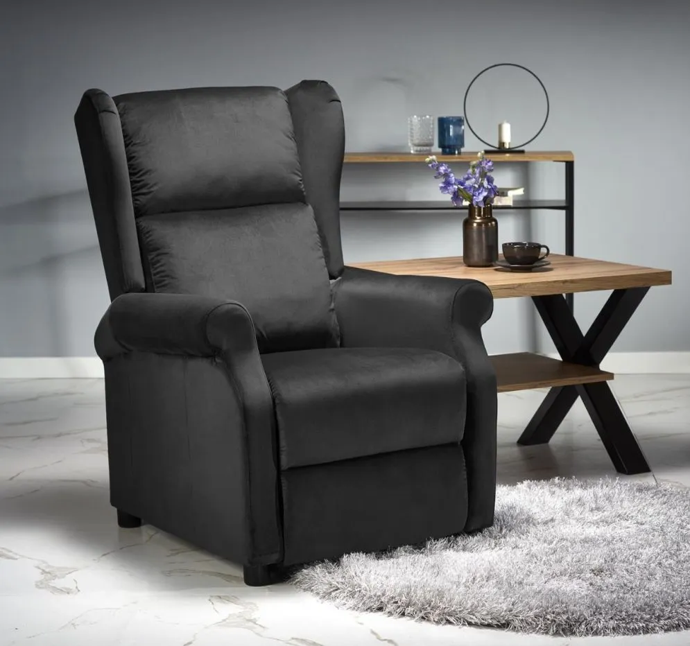 Fotel rozkładany AGUSTIN 2 VELVET czarny uszak | MIRAT. styl GLAMOUR, LOFT