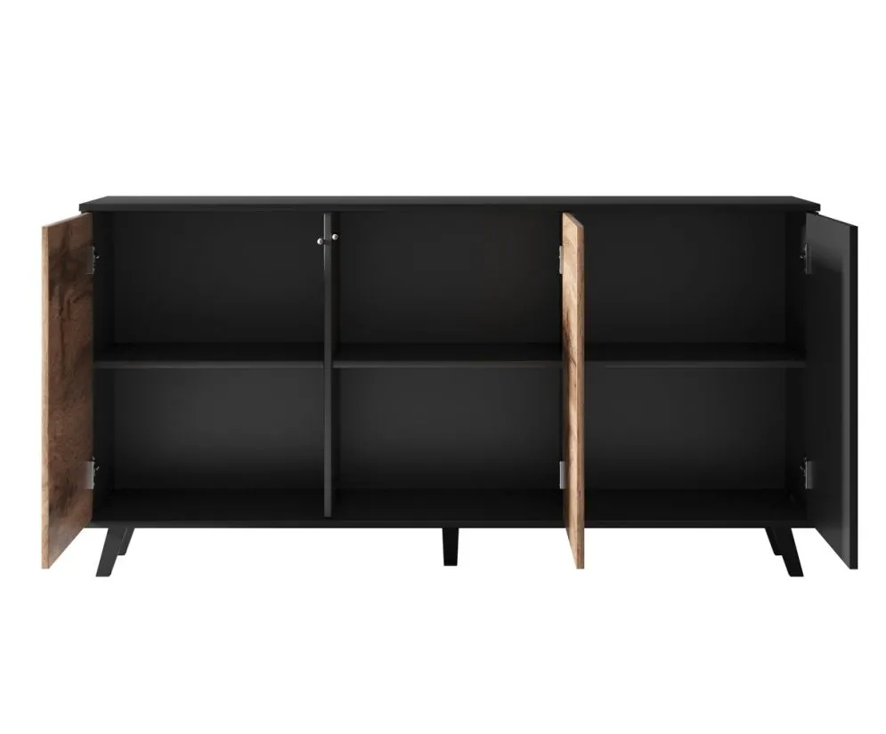 Komoda RANDOM KM-1 dąb/czarna w stylu loft | MIRAT. styl LOFT kolekcja RANDOM