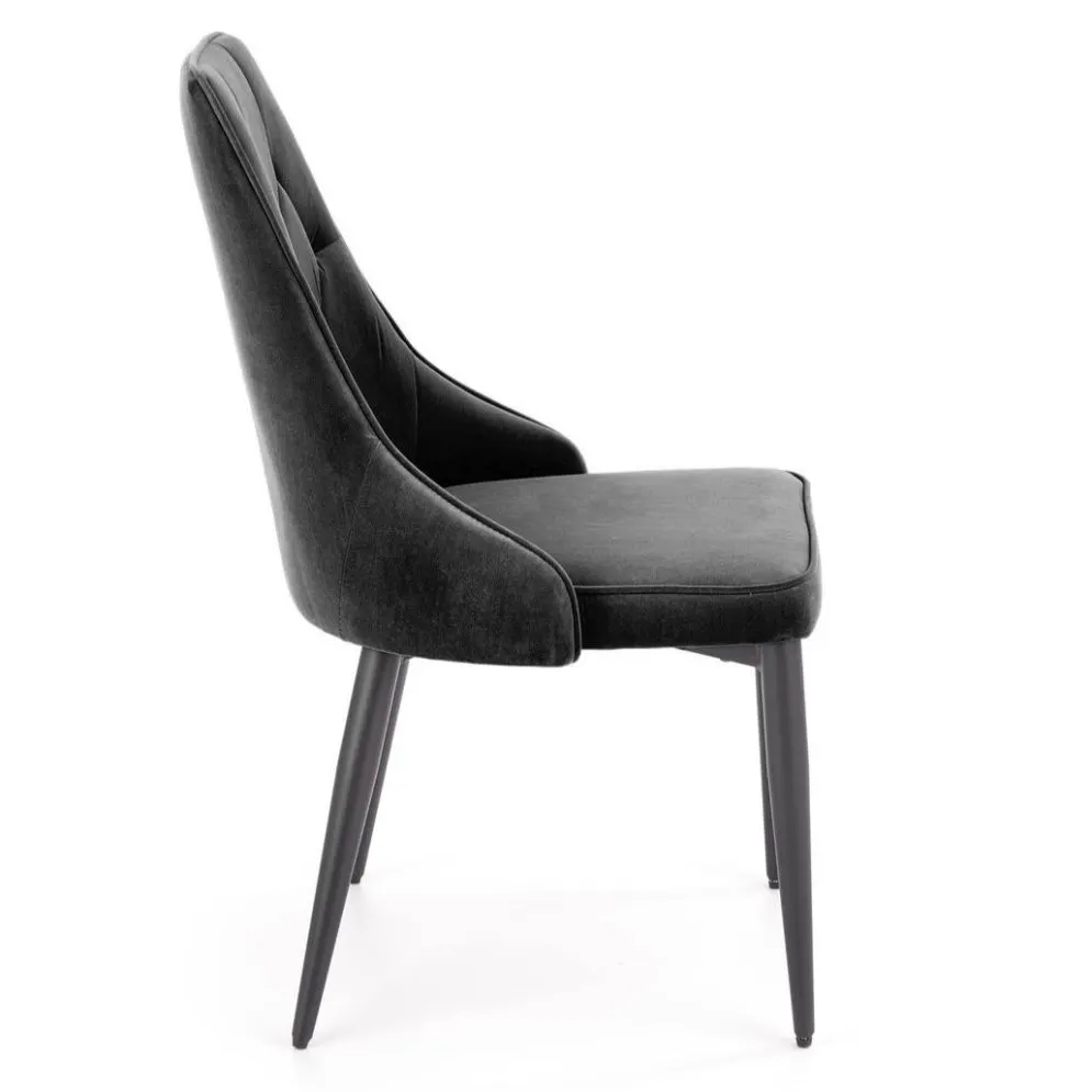 Krzesło tapicerowane K365 VELVET czarne pikowane I sklep meblowy MIRAT.