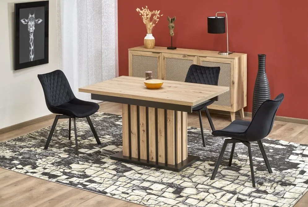 Stół rozkładany LAMELLO 160(210)x90 dąb artisan/czarny z lamelami I sklep meblowy MIRAT. styl LOFT