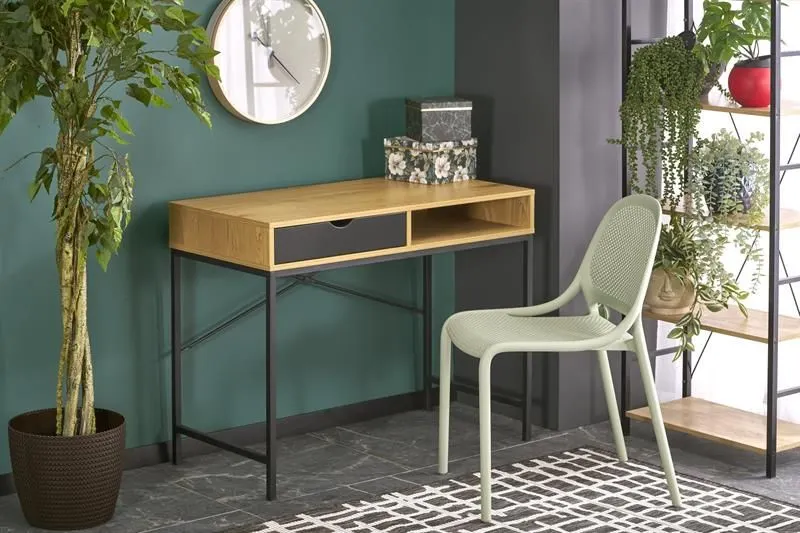 Biurko B-50 dąb złoty/czarne z szufladą I sklep meblowy MIRAT. styl LOFT