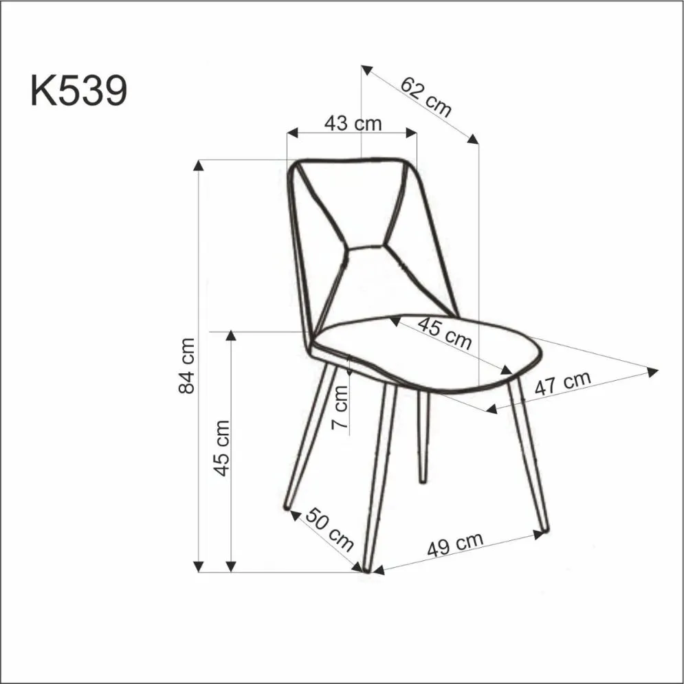 Krzesło tapicerowane K539 VELVET szare w stylu loftowym I sklep meblowy MIRAT.