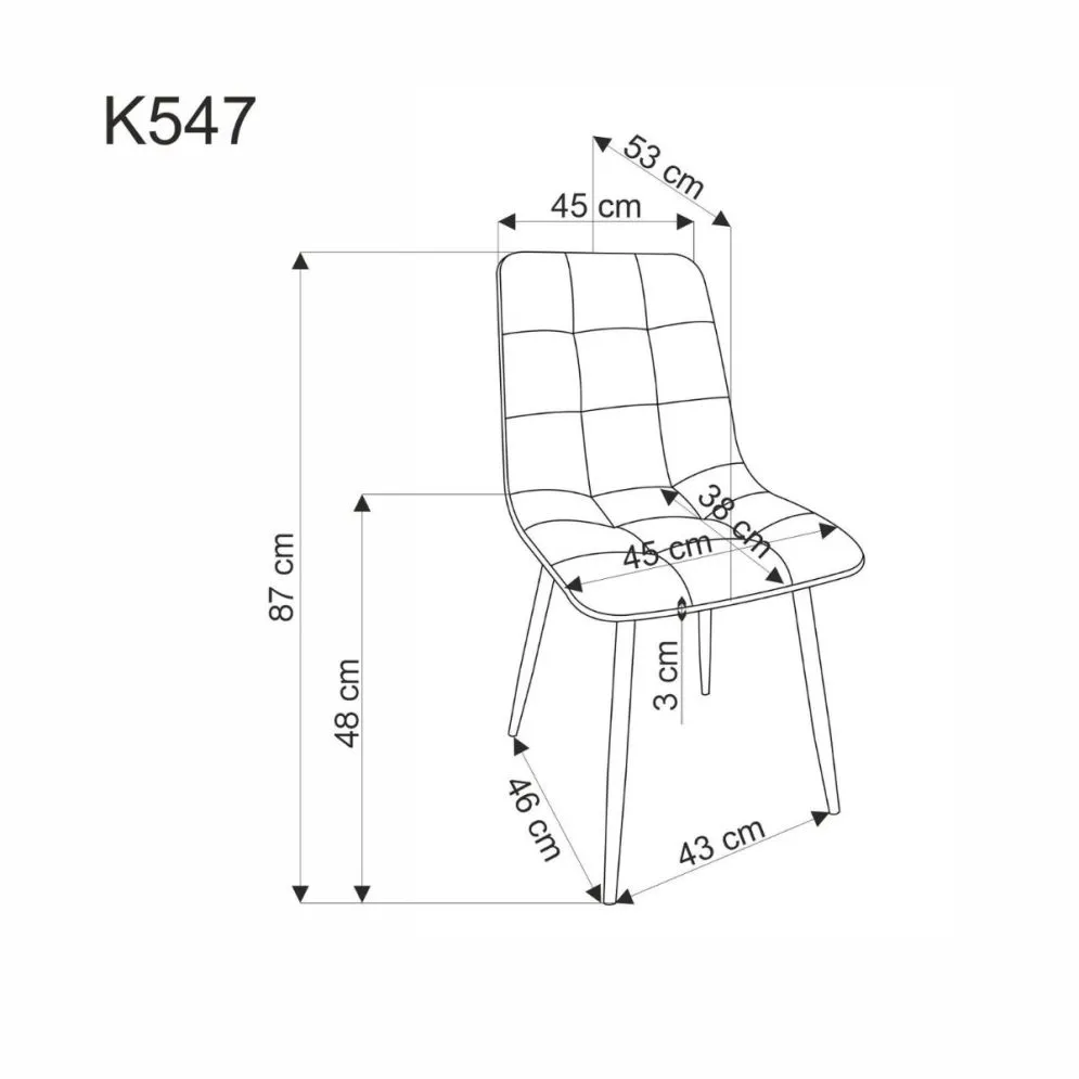 Krzesło tapicerowane K547 czarne na metalowych nogach I sklep meblowy MIRAT. styl LOFT