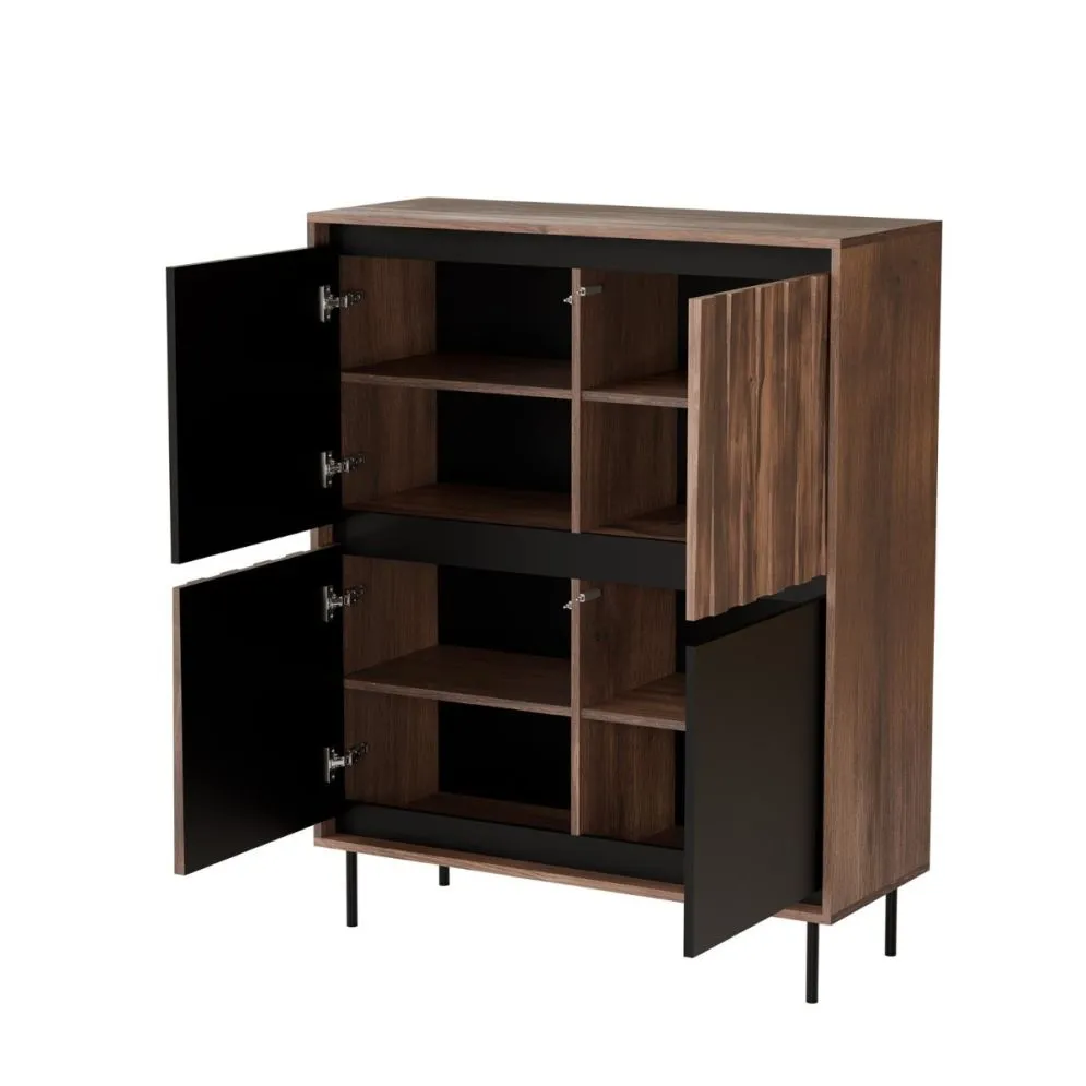 Komoda SWING KM-2 102cm orzech/czarna do salonu I sklep meblowy MIRAT. styl LOFT kolekcja SWING