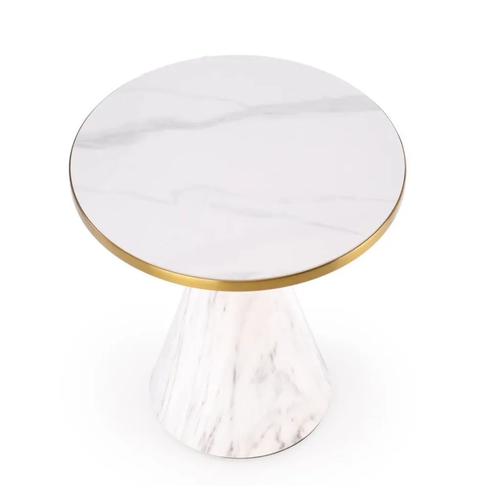 Stolik kawowy TALBI 50x50 biały marmur/złoty glamour I sklep meblowy MIRAT. styl GLAMOUR