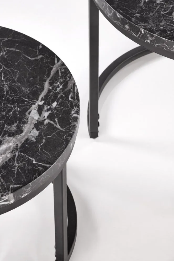 Zestaw 2 stolików OREO czarny marmur na metalowej podstawie I sklep meblowy MIRAT. styl LOFT