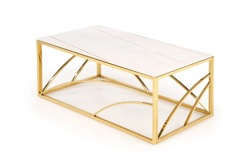 Ława UNIVERSE 3 120x60 biały marmur/złota w stylu glamour I sklep meblowy MIRAT. styl GLAMOUR