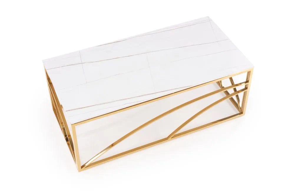 Ława UNIVERSE 3 120x60 biały marmur/złota w stylu glamour I sklep meblowy MIRAT. styl GLAMOUR