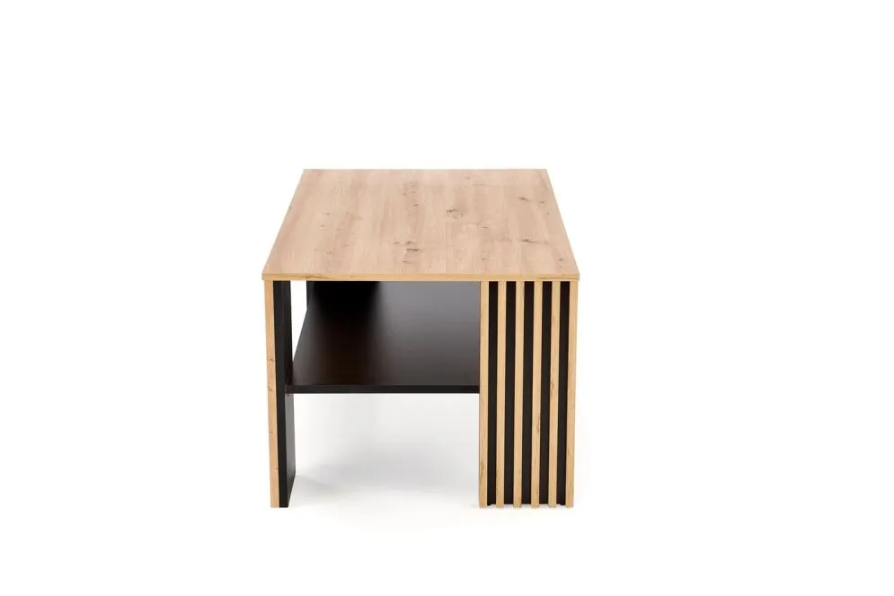 Ława FEMINA 110x65 dąb artisan/czarna z lamelami I sklep meblowy MIRAT. styl LOFT, SKANDYNAWSKI