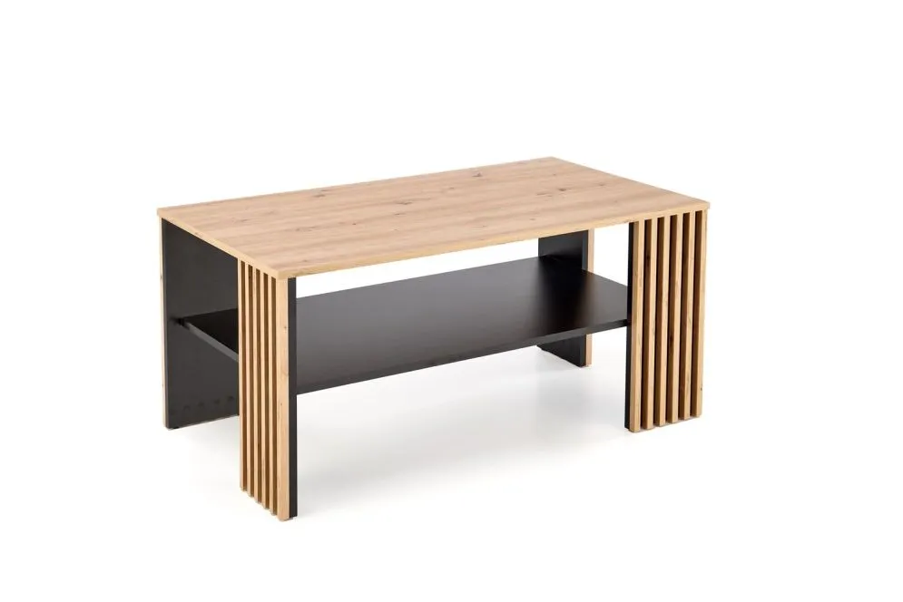 Ława FEMINA 110x65 dąb artisan/czarna z lamelami I sklep meblowy MIRAT. styl LOFT, SKANDYNAWSKI