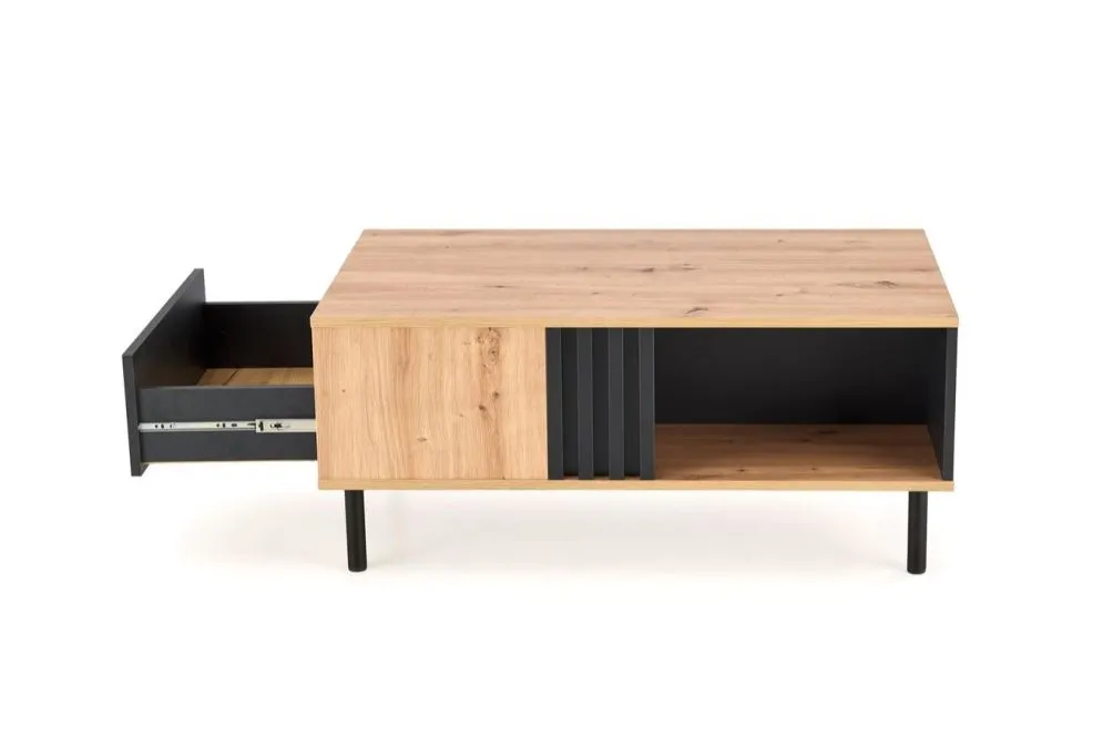 Stolik kawowy SONIA 100x60 dąb artisan/czarna z szufladą I sklep meblowy MIRAT. styl LOFT