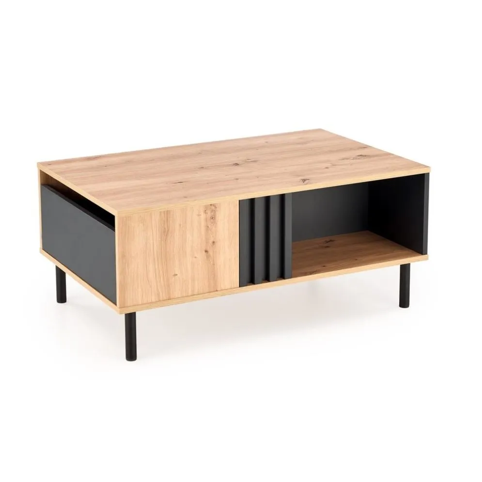 Stolik kawowy SONIA 100x60 dąb artisan/czarna z szufladą I sklep meblowy MIRAT. styl LOFT