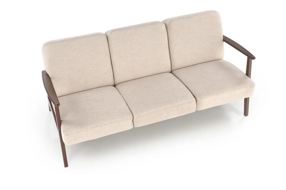 Sofa MILANO 3S beżowa/orzech nierozkładana I sklep meblowy MIRAT. styl SKANDYNAWSKI