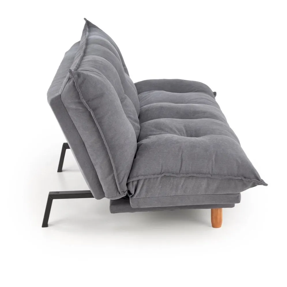 Sofa rozkładana z funkcją spania PILLOW szara na drewnianych nogach I sklep meblowy MIRAT.
