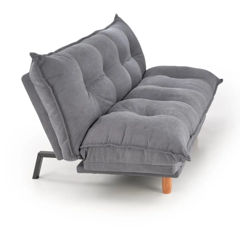 Sofa rozkładana z funkcją spania PILLOW szara na drewnianych nogach I sklep meblowy MIRAT.
